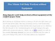 Five Minute Full Body Workout Without Equipment