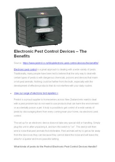 Electronic Pest Control Devices - The Benefits