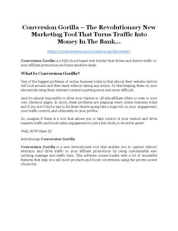 Conversion Gorilla review and $26,900 bonus - AWESOME!