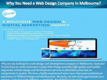 Why You Need a Web Design Company in Melbourne?