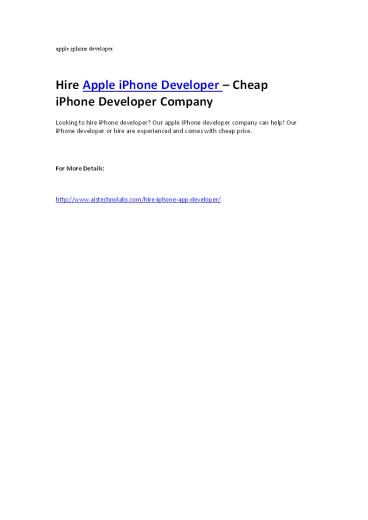 Hire Apple iPhone Developer – Cheap iPhone Developer Company