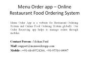 Menu order app - Restaurant Food Ordering System