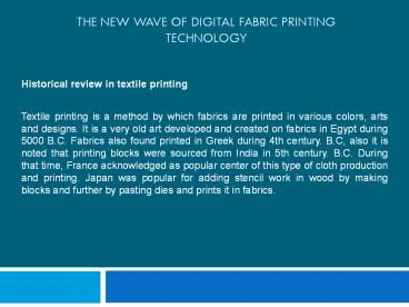 The new wave of Digital Fabric Printing Technology