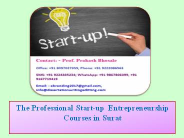 The Professional Start-up Entrepreneurship Courses in Surat