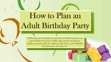 How to Plan an Adult Birthday Party