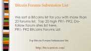 Bitcoin Forums Submission USA