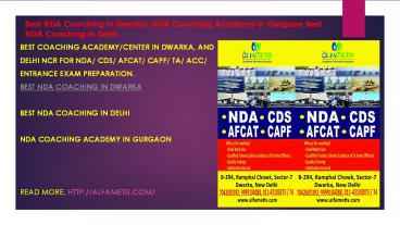 NDA Coaching Academy in Delhi