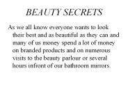 NATURAL WAYS OF SECRET OF BEAUTY