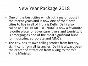 New Year Packages 2018 Near Delhi