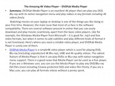 The Amazing 4K Video Player – DVDFab Media Player