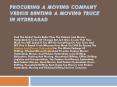 Procuring A Moving Company Versus Renting A Moving Truck In Hyderabad