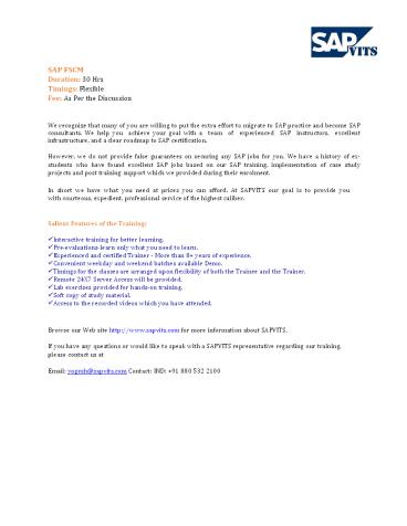 SAP FSCM Online Training Material