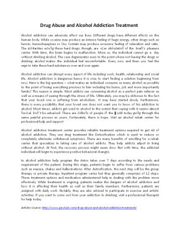 Drug Abuse and Alcohol Addiction Treatment