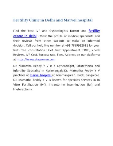 Fertility Clinic in Delhi and Marvel hospital
