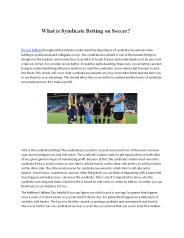 What is Syndicate Betting on Soccer?