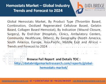 Hemostats Market is Expected to Reach USD 4.5 Billion by 2024