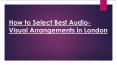 How to Select Best Audio-Visual Arrangements in London PowerPoint PPT Presentation