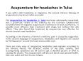 Acupuncture for headaches Tulsa PowerPoint PPT Presentation