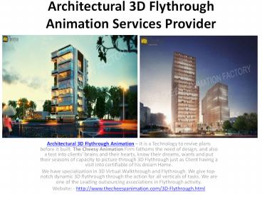 Architectural 3D Flythrough Animation Services Provider