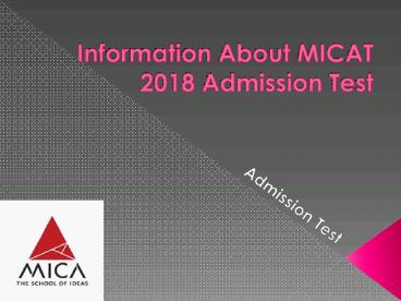 Information About MICAT 2018 Admission Test