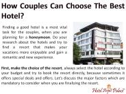 How Couples Can Choose The Best Hotel?