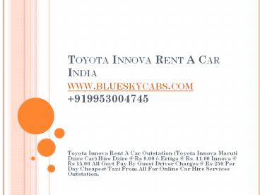 Rent A 7+1 Toyota Innova Car 9953004745