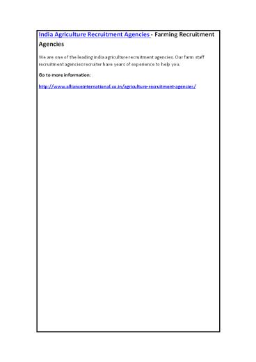 India Agriculture Recruitment Agencies - Farming Recruitment Agencies