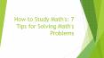 How to atudy maths PowerPoint PPT Presentation