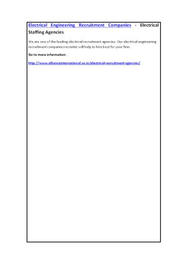 Electrical Engineering Recruitment Companies - Electrical Staffing Agencies