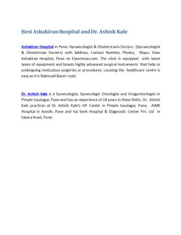 Best Ashakiran Hospital  and Dr. Ashish Kale