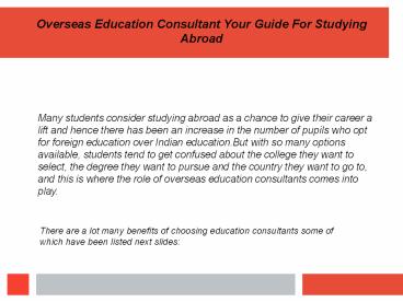 Overseas Education Consultant Your Guide For Studying Abroad