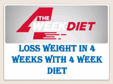 how to lose weight in 4 weeks