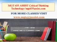 MGT 435 ASSIST Critical Thinking Technology/mgt435assist.com