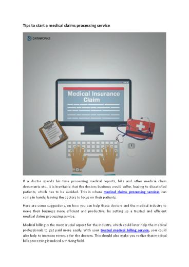 Tips to start a medical claims processing service