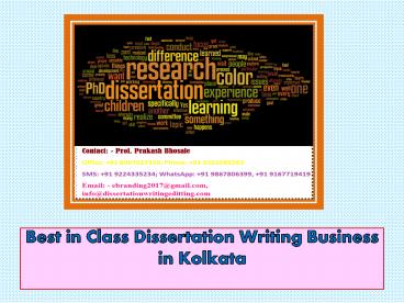 Best in Class Dissertation Writing Business in Kolkata