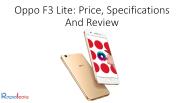 Oppo F3 Lite: Price, Specifications And Review