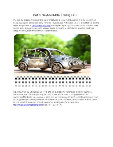 Scrap Car Dealer in UAE- Nakheel Metal Trading