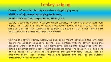 Leakey lodging