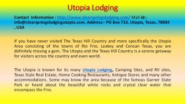 Utopia Lodging