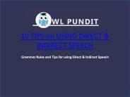 Tips on Direct & Indirect Speeches