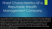 Finest Characteristics of a Reputable Wealth Management Company