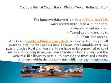 Goddess Primal Chaos Hacks Cheats Tools- Unlimited Gems