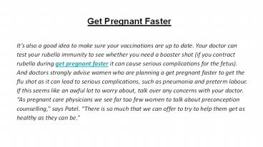 Get Pregnant Faster