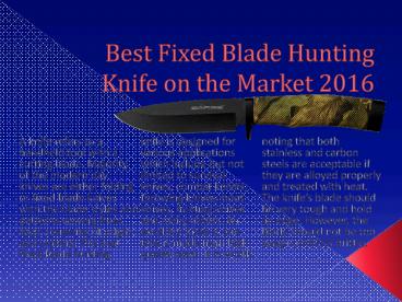 Best Fixed Blade Hunting Knife on the Market 2016