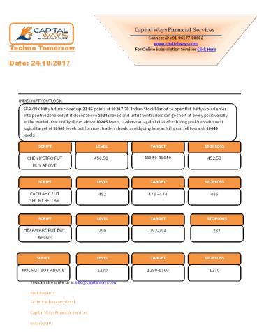 Capital Ways Techno Tomorrow 25th oct  17