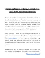 Customers Warned by Consumer Protection against Overseas Plug Converters