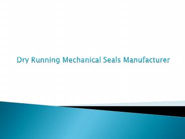 Dry Running Mechanical Seal Manufacturer