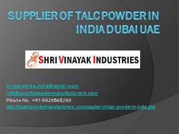 Supplier of Talc Powder in India Dubai UAE