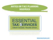 Notes on Tax Planning Services