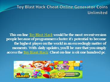 Toy Blast Hack Cheat Online Generator Coins Unlimited